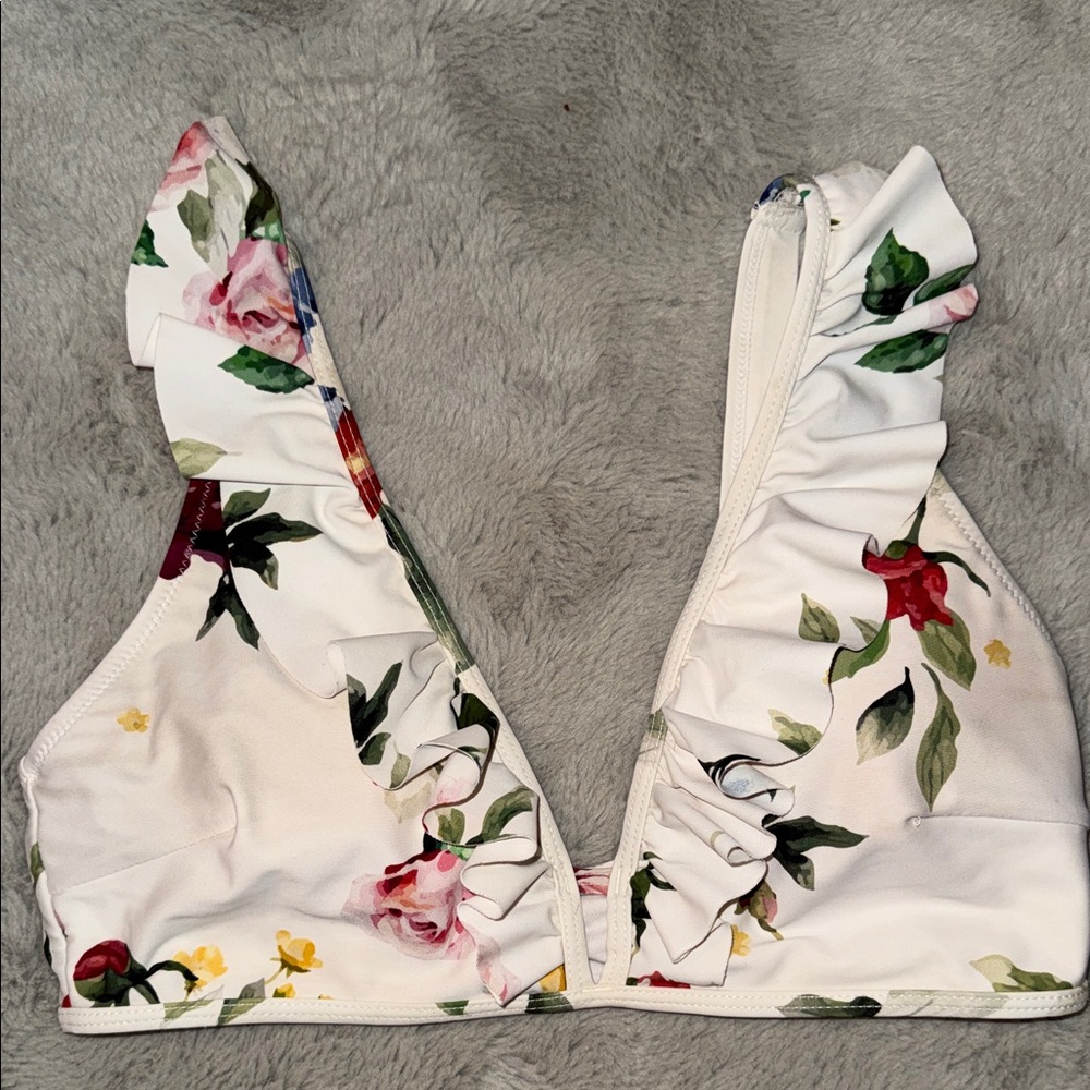 SHEIN Floral Ruffle Bikini Top Medium